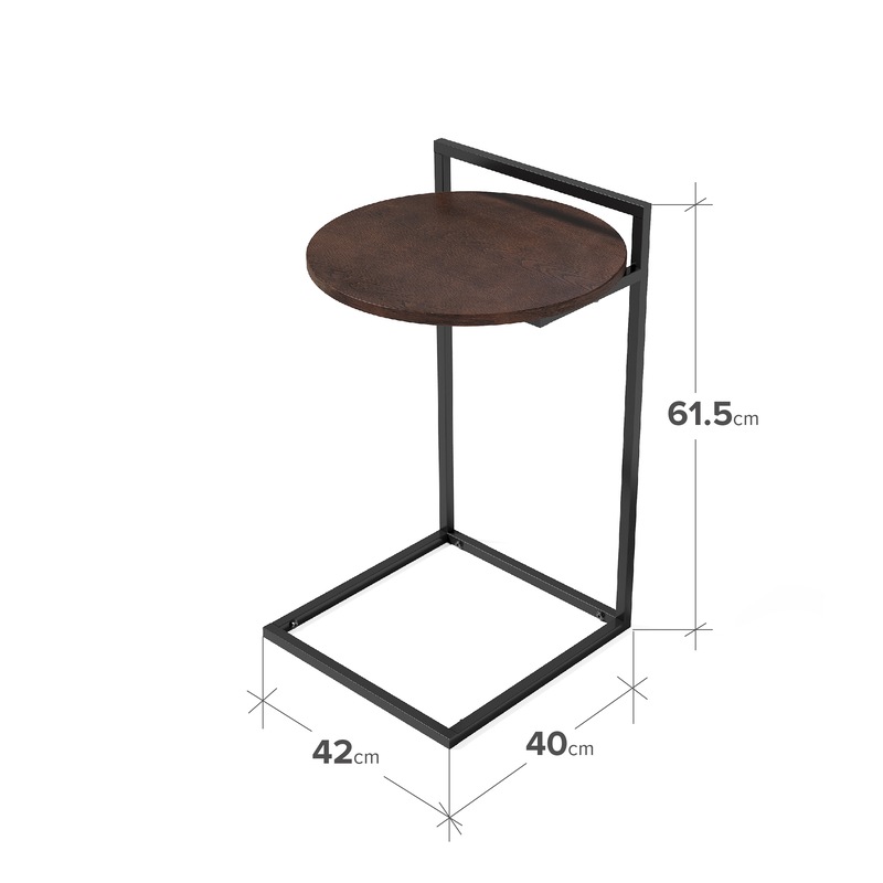 Buy Zinus Bedside Table Round Nightstand Metal and Wood Dark Brown