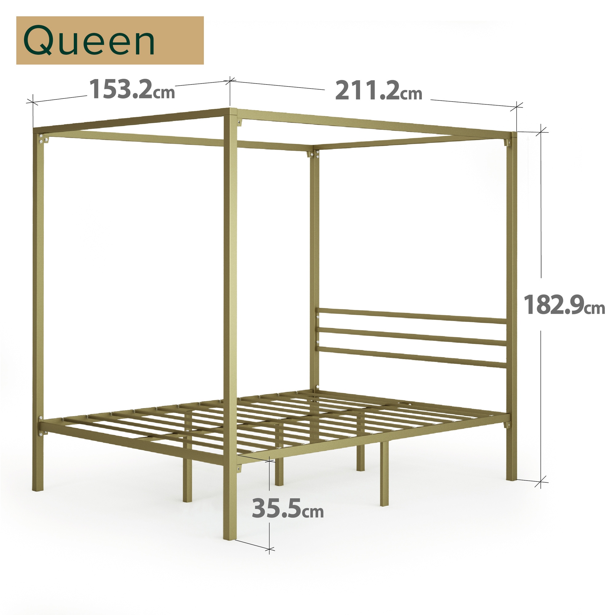 Buy Zinus Patricia Four Poster Canopy Double Bed Frame - Gold Metal ...