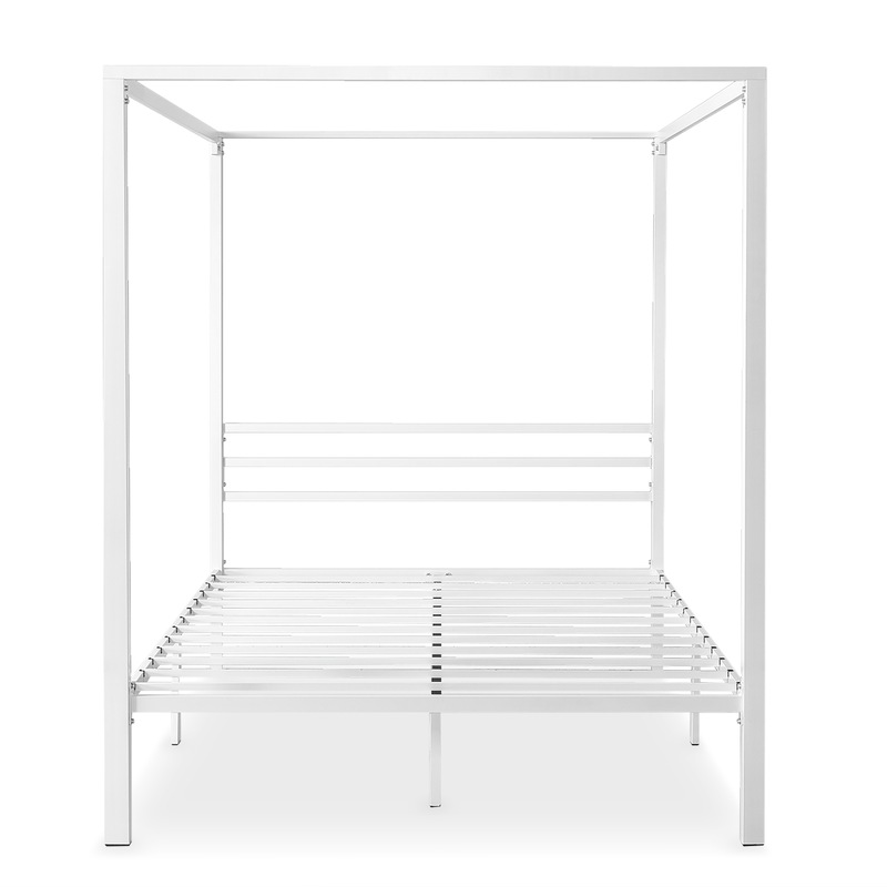 Buy Zinus Bed Frame White Metal Canopy Queen Double Single MyDeal