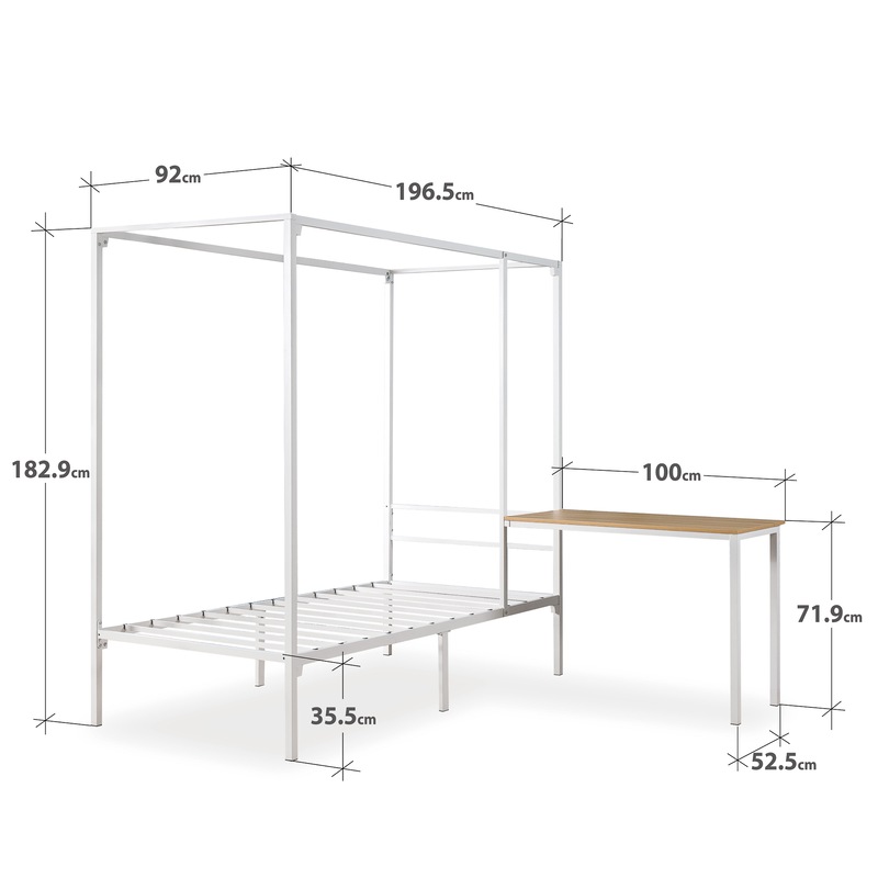 Zinus Patricia Four Poster Canopy Bed Frame White Metal (Double