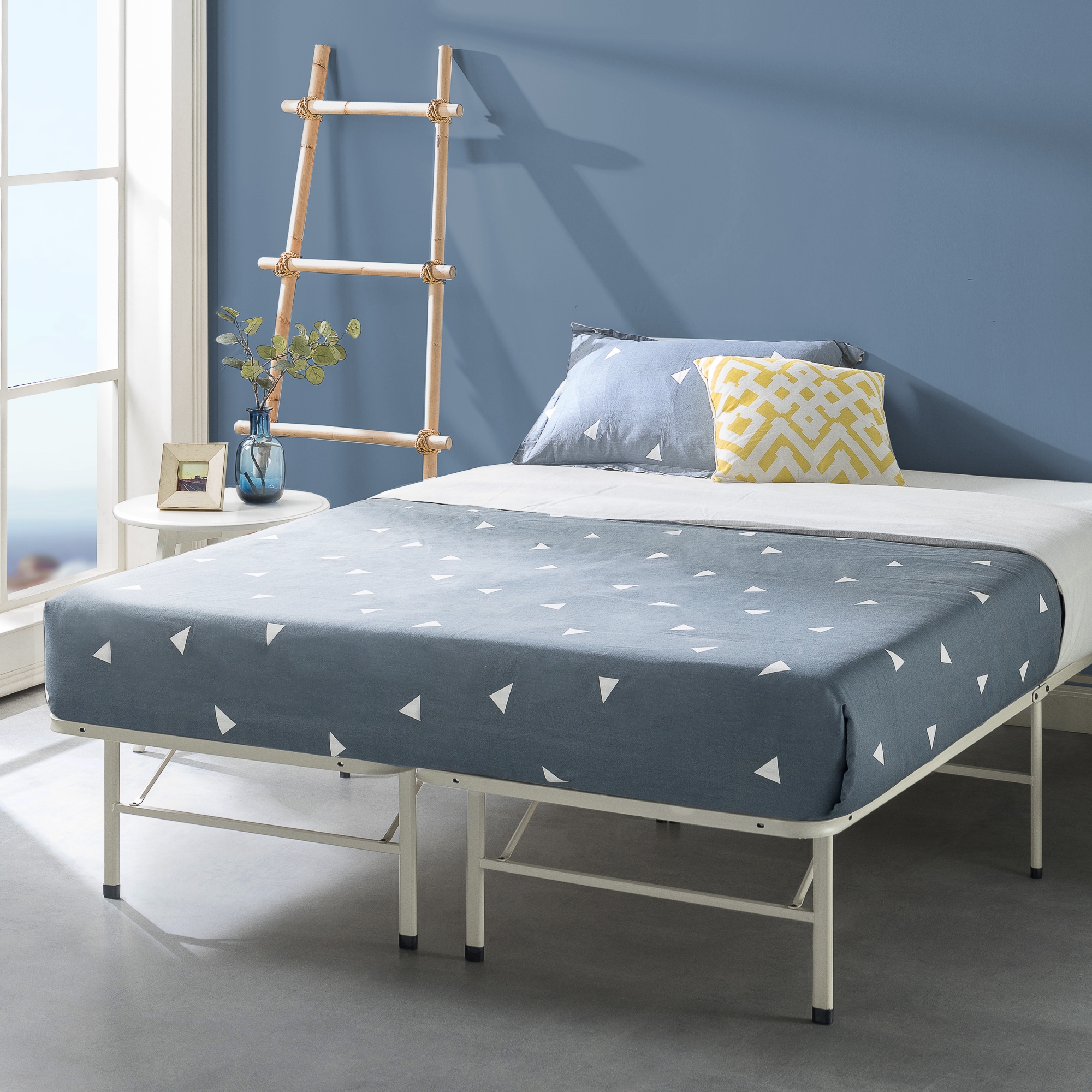 Buy Zinus Smartbase Premium White Metal Folding Bed Frame - MyDeal