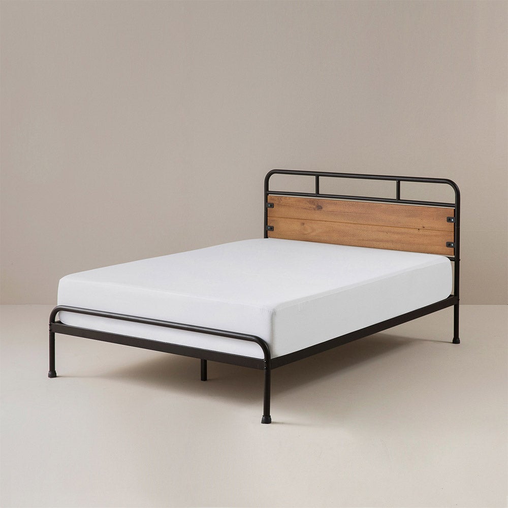 Zinus Santa Fe Metal And Wood Platform Bed Frame With Pine Headboard And Footboard Mattress Base 