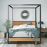 Buy Zinus Ironline Canopy Metal and Solid Wood Bed Frame Queen - MyDeal