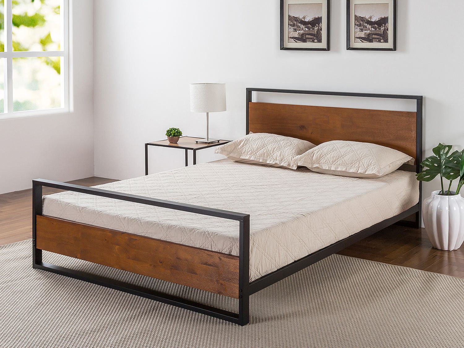 Zinus suzanne metal and store wood platform bed