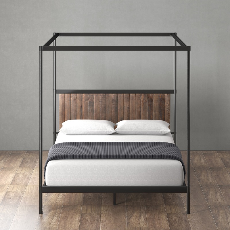 Buy Zinus Wesley Solid Wood and Metal Four Poster Canopy Bed Frame MyDeal