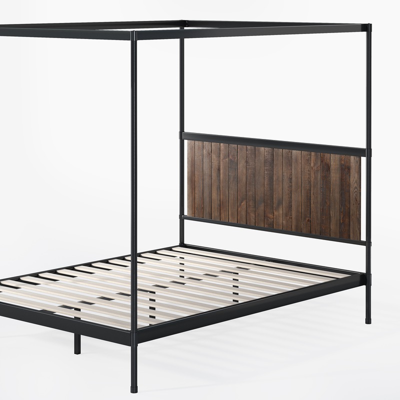 Buy Zinus Wesley Solid Wood and Metal Four Poster Canopy Bed Frame MyDeal