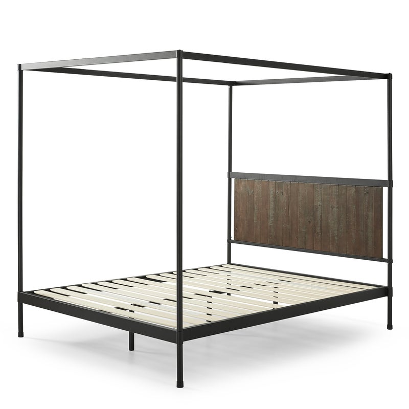 Metal Four Poster Canopy Bed Frame, Queen Size Canopy Bed Frame Wood
