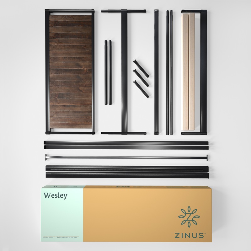 Buy Zinus Wesley Solid Wood and Metal Four Poster Canopy Bed Frame MyDeal