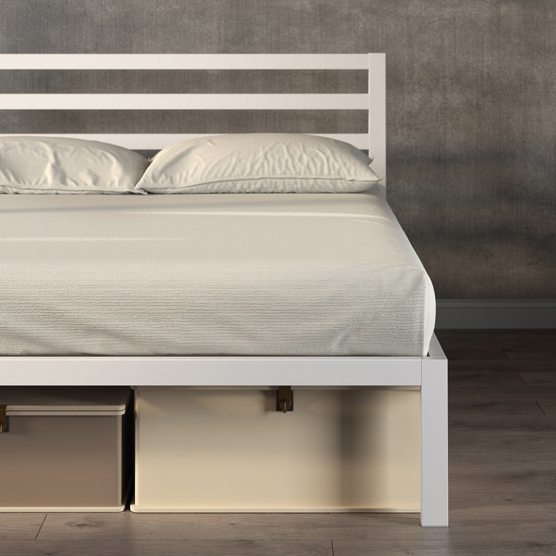 Buy Zinus Mia White Metal Platform Bed Frame MyDeal