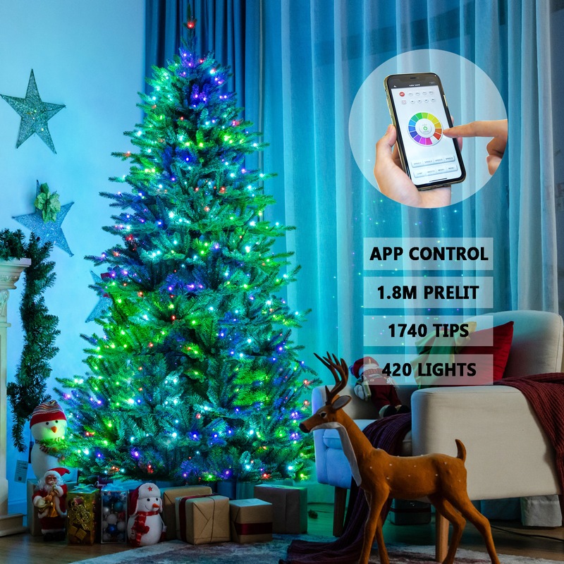 Buy Costway 1.8M Prelit Christmas Tree 1740 LED Mixed Tips Xmas Tree