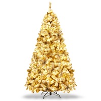 Costway 1.8M/6FT Pre Lit Christmas Tree LED Snowy Xmas Tree Hinged Party Home Decor White Gift