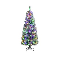 Costway 1.8M Pre-lit Christmas Tree Snowy Xmas Tree Mixed Fluffy Tips w/9 Modes Colourful Lights & Remote Office Party Xmas Home Decor