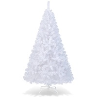 Costway 1.8M PVC Christmas Indoor Outdoor Holiday Decoration w/350 PVC Branch Tips & Metal Stand White