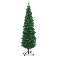 Costway 1.8M PVC Pencil Xmas Tree w/400 Tips Slim Christmas Tree Home Decor Green