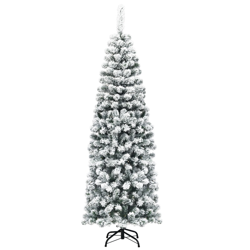 Buy Costway 1.8M Slim Christmas Tree/Hinged Snow Flocked Xmas Tree/Home
