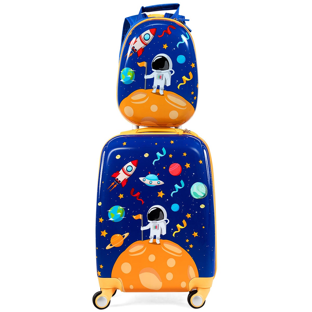 Costway Kids Travel Luggage Set, 18" Suitcase + 13" Backpack Set / Astronaut