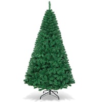 Costway 2.1m Artificial Christmas Tree Xmas Pine Tree w/Solid Metal Legs Holiday Decoration