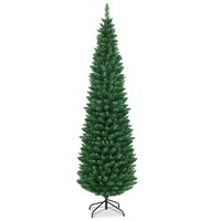 Costway 2.1M PVC Pencil Xmas Tree Slim Christmas Tree Home Decor Green