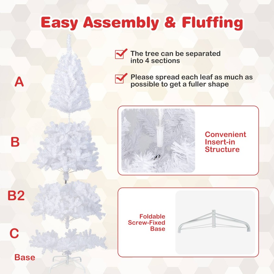 Costway 2.4M Christmas Tree Snowy White Xmas Home Decoration