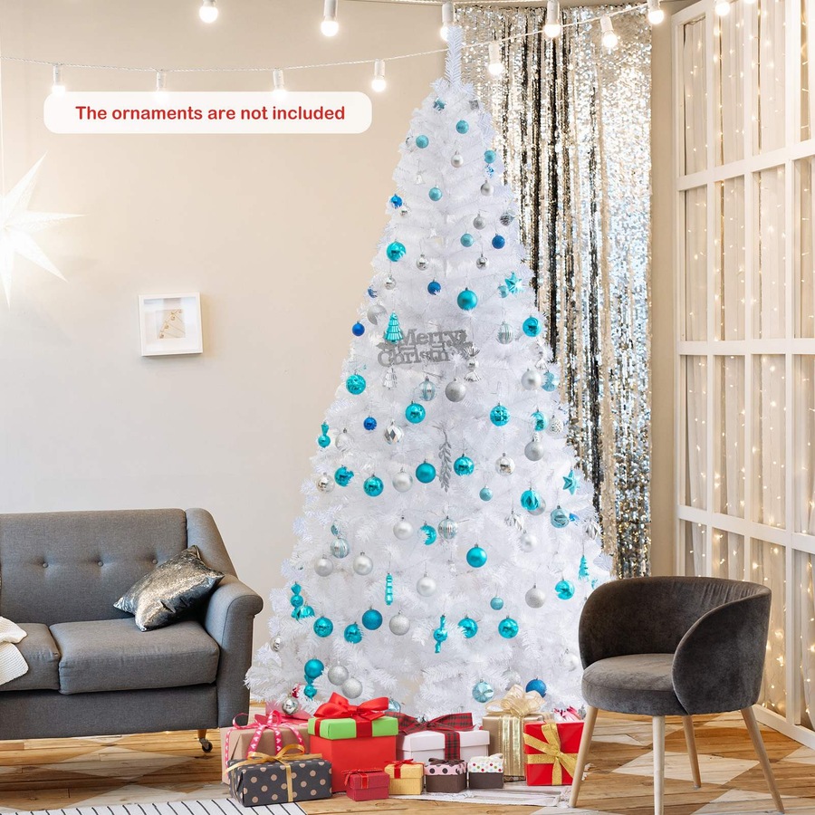 Costway 2.4M Christmas Tree Snowy White Xmas Home Decoration