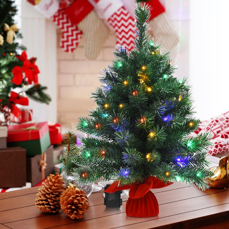 Buy Costway 66CM Mini Christmas Tree Tabletop Xmas Decoration Multi ...