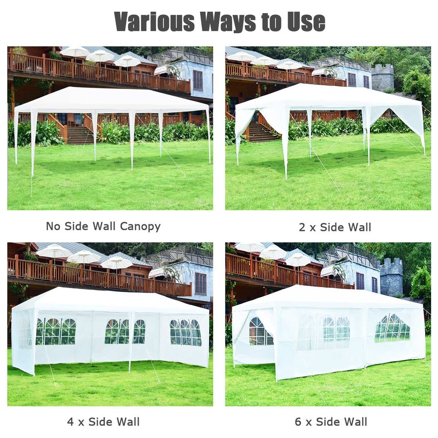 3x6M Outdoor Gazebo Wedding Marquee Party Event Tent Canopy Camping BBQ Shelter With 6 Side Walls and Carry Bag