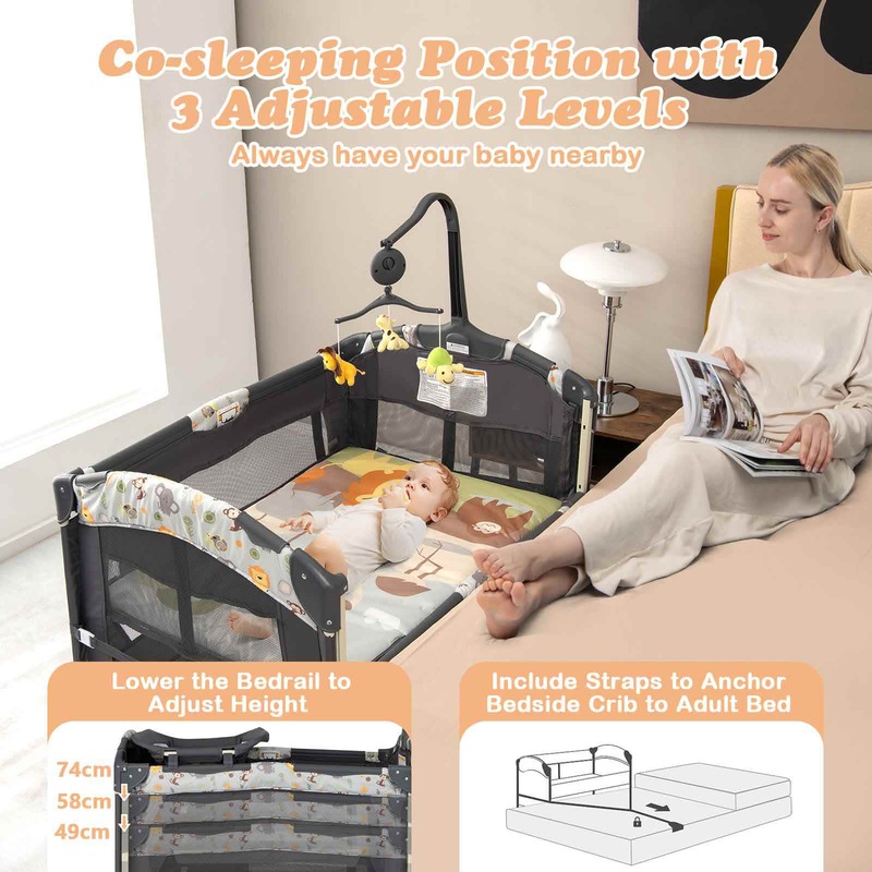 Buy Costway 4IN1 Portable Travel Cot Portacot Baby Co Sleeper Bedside