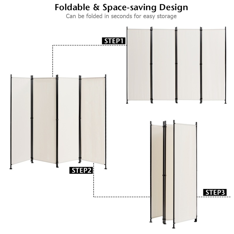 4 Panel Room Divider Screen Folding Privacy Screen Home Office ...