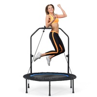 Costway 101cm Mini Trampoline Handrail Foldable Fitness Exercise Rebounder Home Gym Cardio Blue