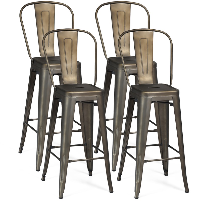 Costway Set of 4 Tolix Bar Stools Kitchen Bar Stool Metal Dining Chairs