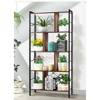 Costway 5-Tier Industiral Bookcase Bookshelf Wood Display Storage Study Home Office Living Room