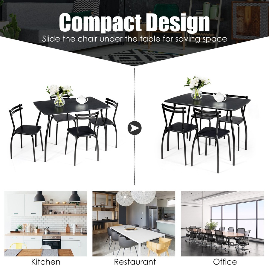 Costway 5pcs Modern Dining Table and Chairs Set Kitchen Furniture Cafe Home