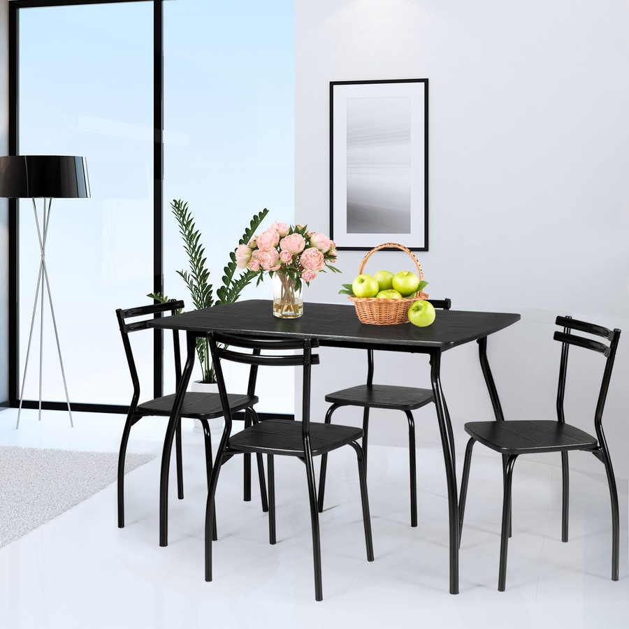 Costway 5pcs Modern Dining Table and Chairs Set Kitchen Furniture Cafe Home