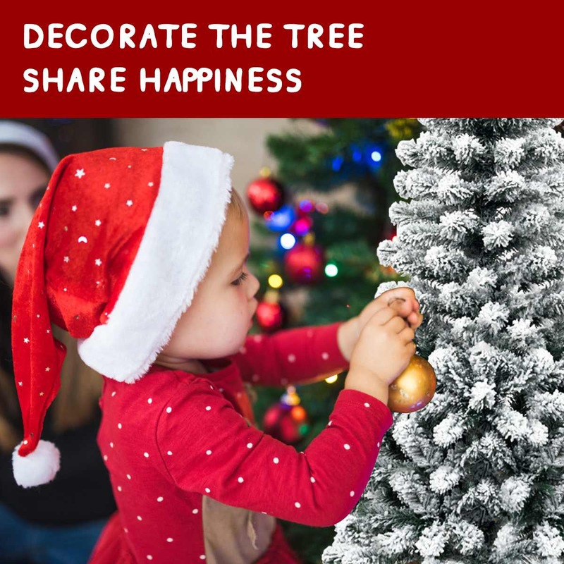 Buy Costway 2.3M Slim Christmas Tree/Hinged Snow Flocked Xmas Tree/Home