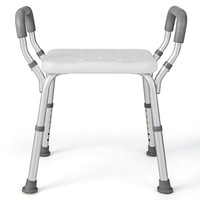 Costway Portable Shower Chair Anti-Slip Bath Seat Heavy Duty Aid Bench Adjustable w/Arm Bathroom Spa Bathtub