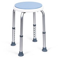 Costway 360° Rotating Shower Stool Height Adjustable Bath Chair Aluminum Senior Elderly Bathroom w/Anti-Slip Rubber