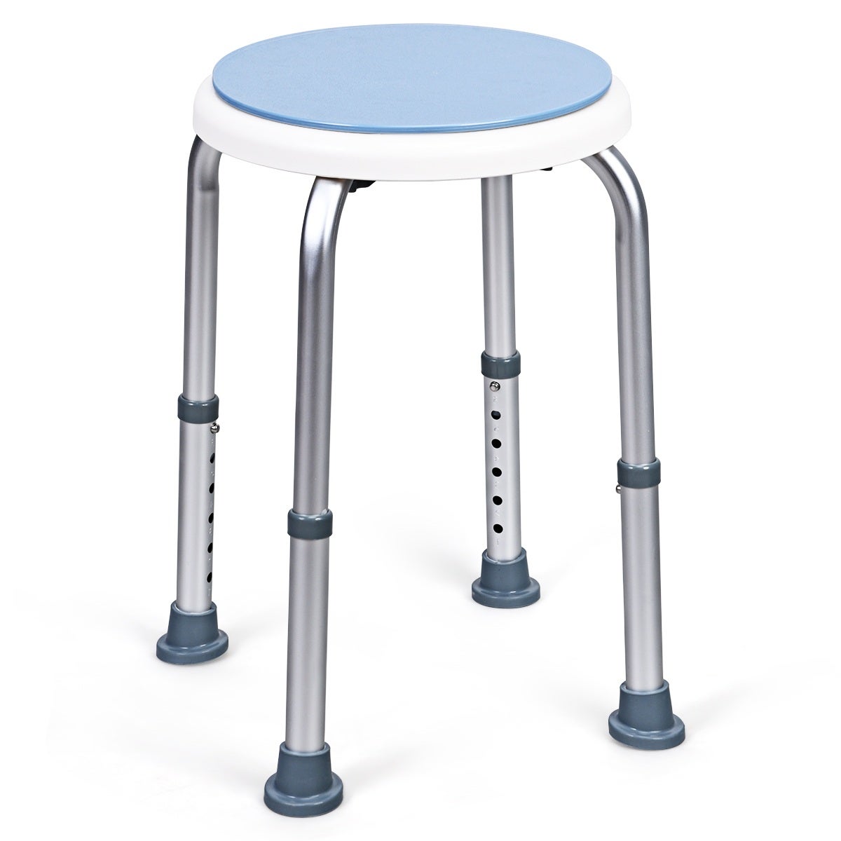 Costway 360° Rotating Shower Stool Height Adjustable Bath Chair Aluminum Senior Elderly Bathroom w/Anti-Slip Rubber