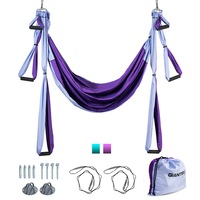 Wellsem Aerial Yoga Swing Hammock Kit - 5.5 Yard Nylon Fabric With Carabiners & Anchor