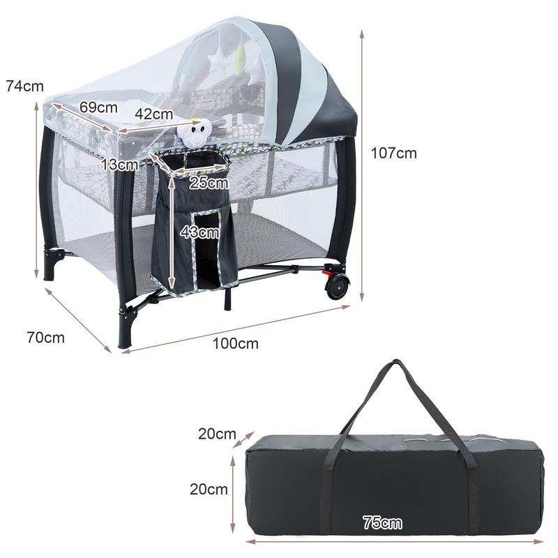 IN Portable Baby Travel Cot Crib Foldable Playpen Infant Bassinet Bed ...