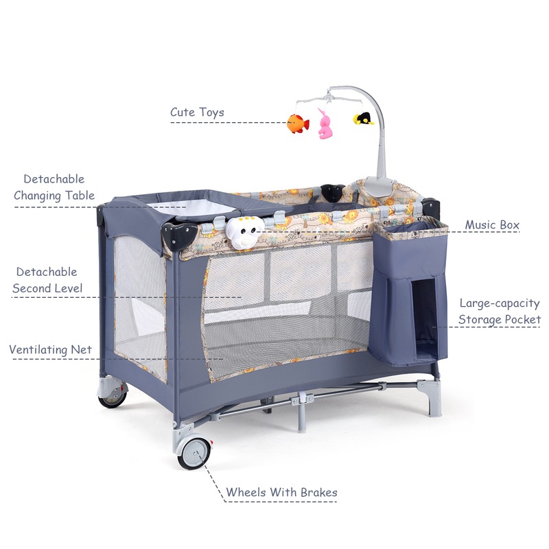 Buy All In 1 Foldable Travel Cot Baby Crib Playpen Portacot 4