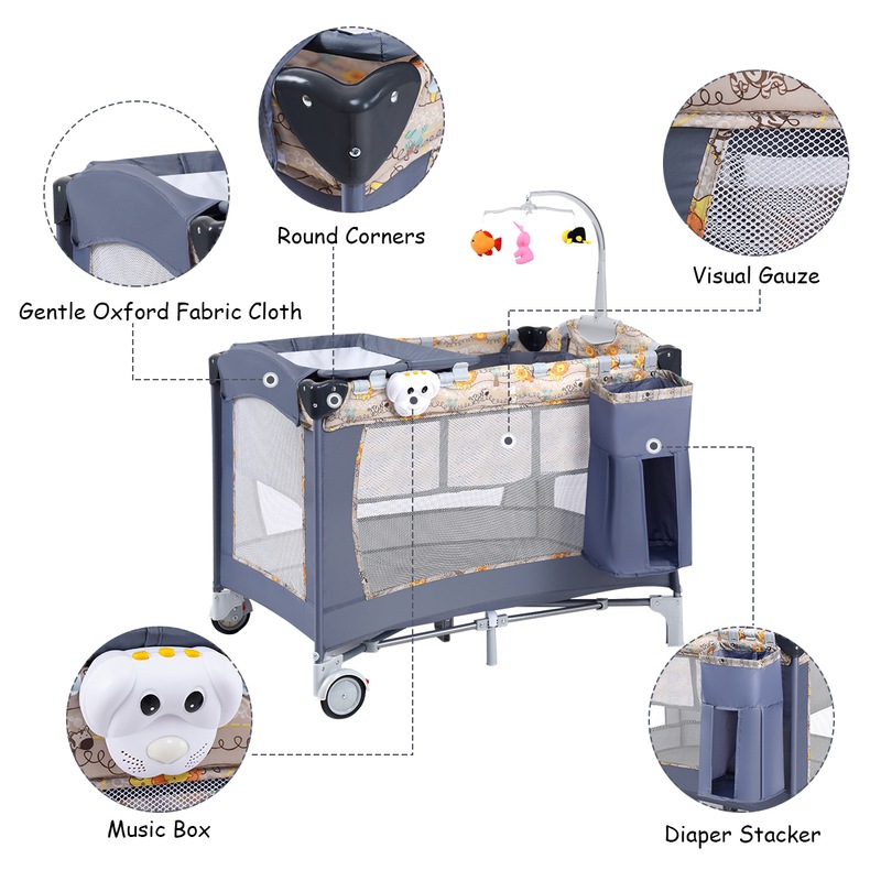 Buy All In 1 Foldable Travel Cot Baby Crib Playpen Portacot 4