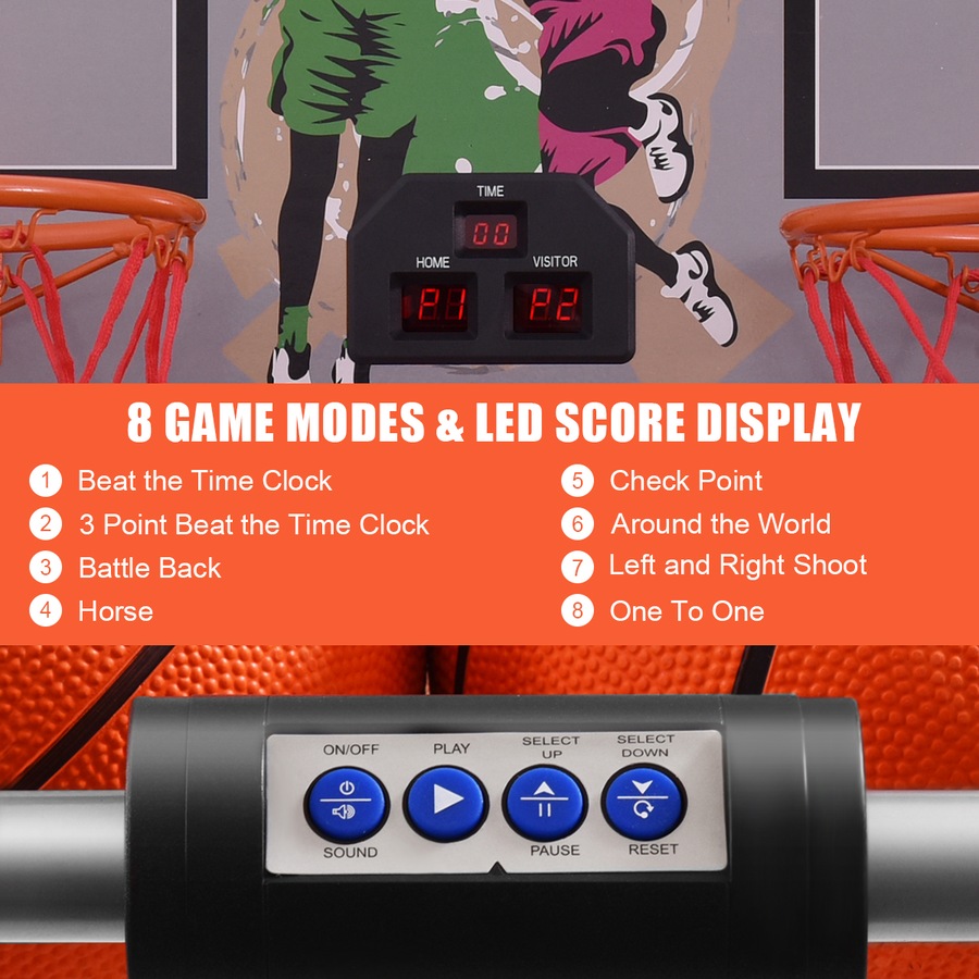 Costway Arcade Basketball Game 2-Player Basketball System Electronic Scoring Sports Indoor Exercise