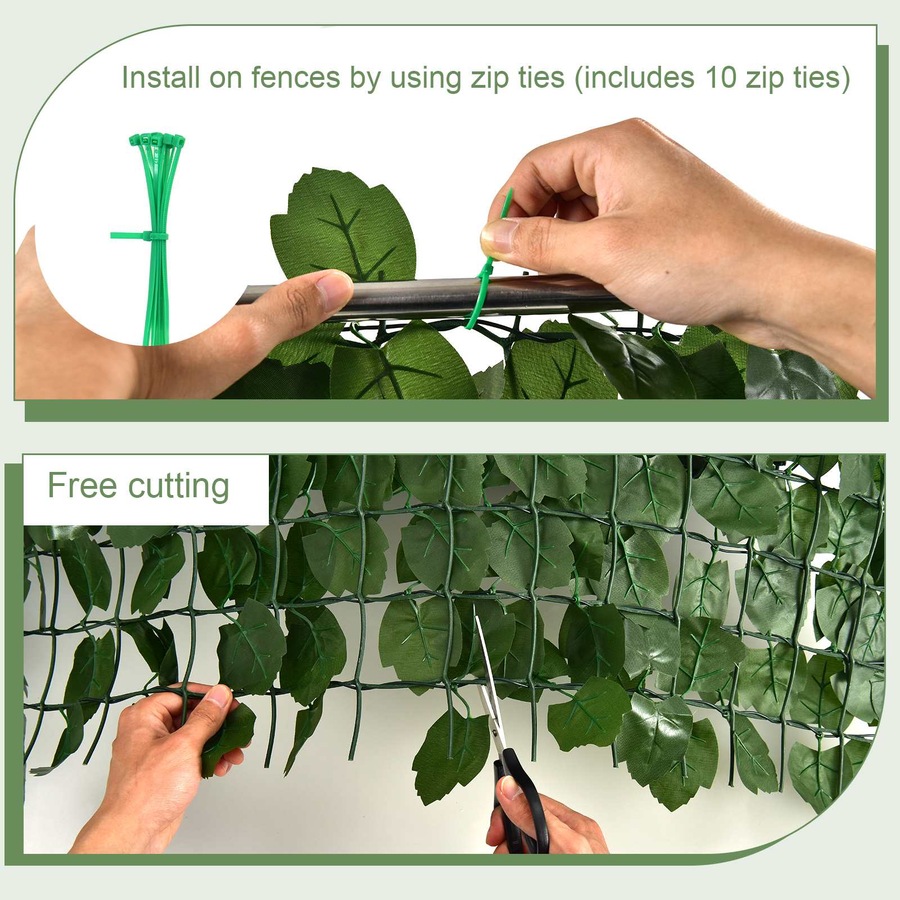 Costway Artificial Hedge Vertical Garden Panel Fake Ivy Leaf Privacy Fence Screen Grass Wall Outdoor Yard Decor 100x300cm