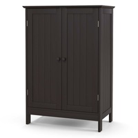 Costway Bathroom Cabinet Wooden Storage Cupboard w/2 Doors Hallway Table Kitchen Sideboard Brown