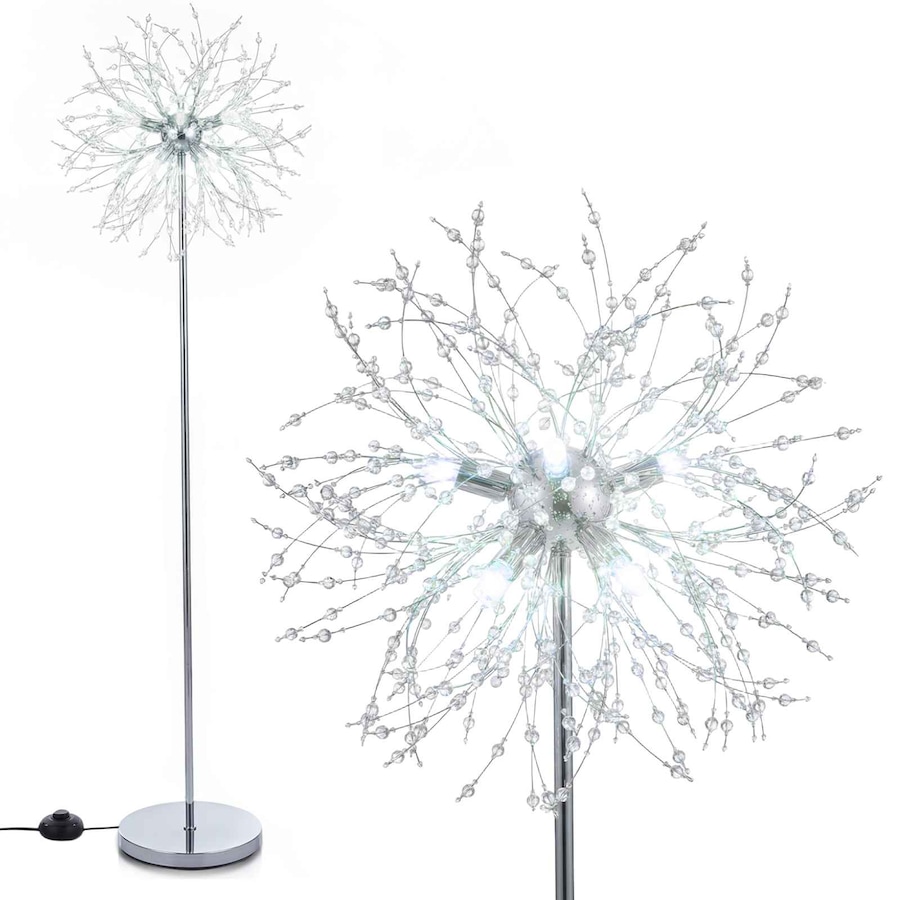 Costway 1.6m Crystal Floor Lamp Modern Dandelion Reading Light Metal Pole Lamp Foot Switch Living Room Bedisde