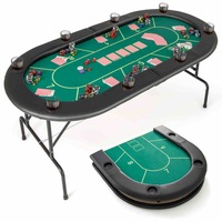 Costway 1.8M 8-Player Folding Poker Table Cardboard Game Table w/Comfy Armrests Green