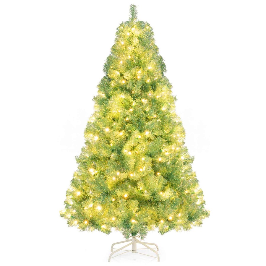 Costway 1.8M LED Pre-Lit Christmas Tree w/688 Tips Reflective Films 8 Modes PET Xmas Tree Decor Fruit Green