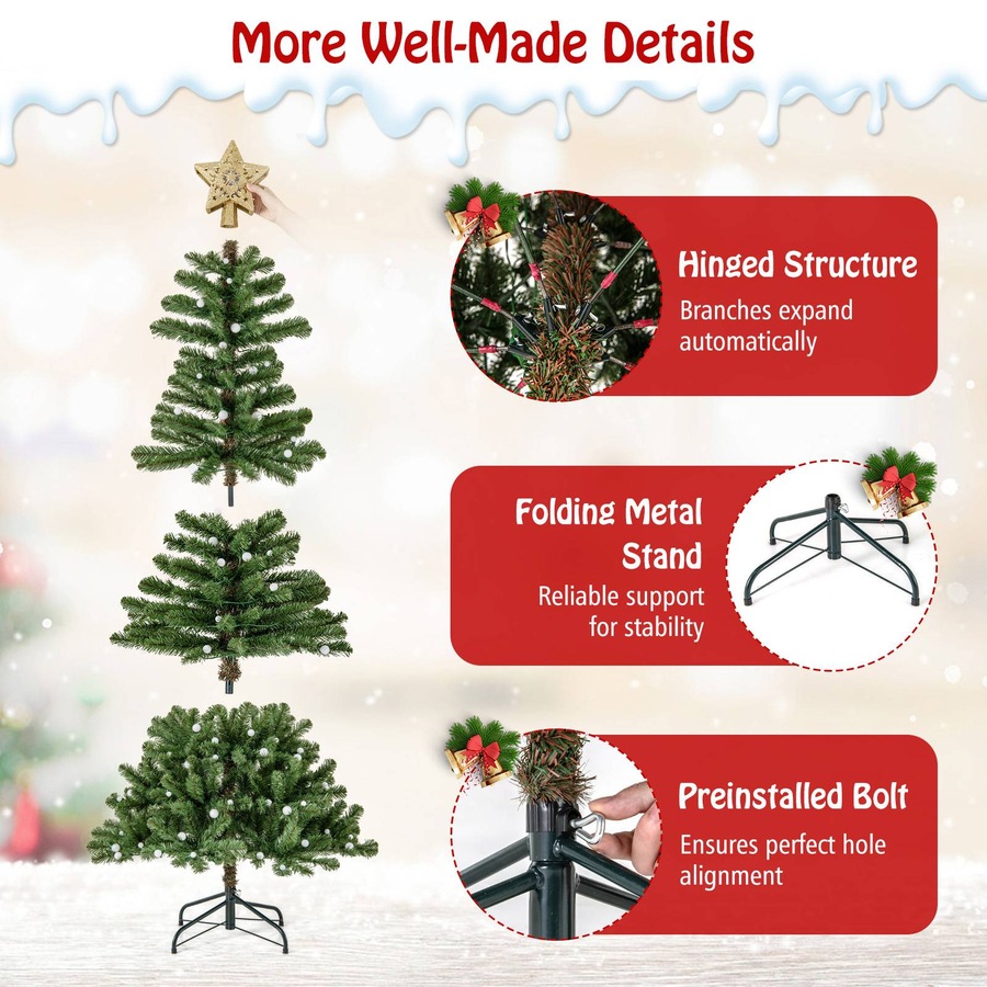 Costway 1.8m LED Pre-Lit Remote Control Christmas Tree w/Projection Light 9 Modes Xmas Decoration