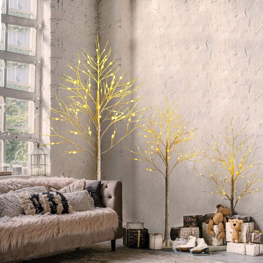 Costway 1.8M Pre-lit Christmas Tree LED Xmas Tree w/96 LED Warm White Lights, Party Home Decor Xmas Gift