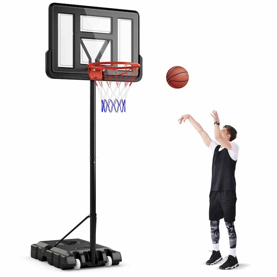 Costway 1.97-2.67M Adjustable Basketball Hoop Stand System Ring Portable Backboard Teenagers Training Play